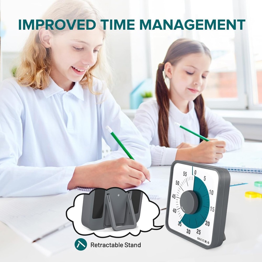 Secura 7.5 Inch Visual Timer, 60 Minute Visual Oversize Countdown Timer for Kids