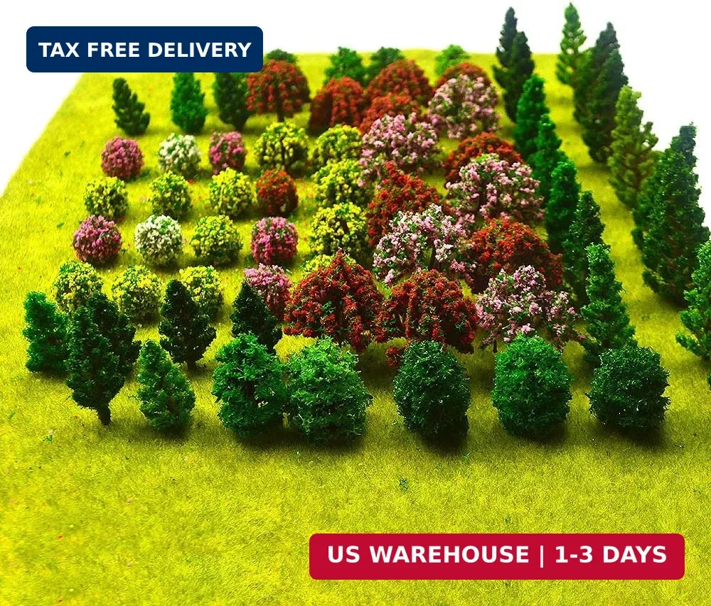 70pcs Mini Model Trees Mixed Miniature Trees Model Train Scenery Artificial Warg