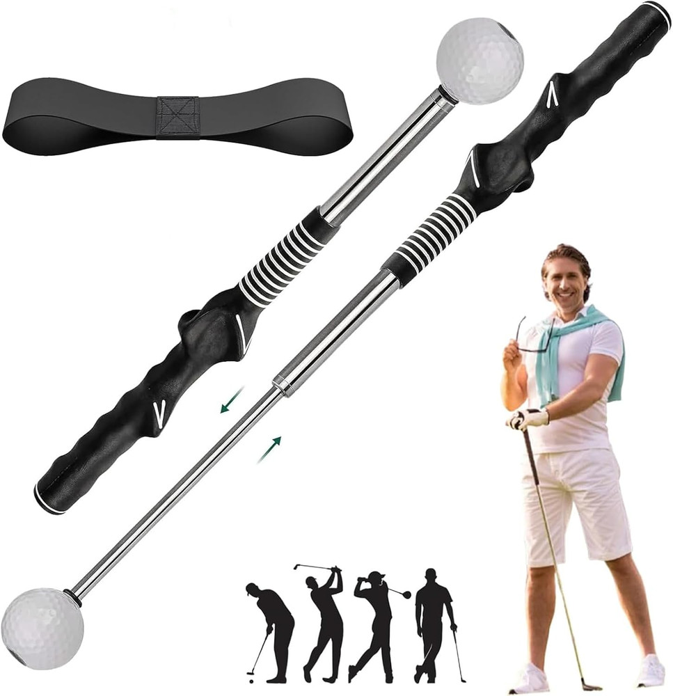 Retractable Golf Swing Training Aid Right-Handed Grip Trainer w Click Feedback