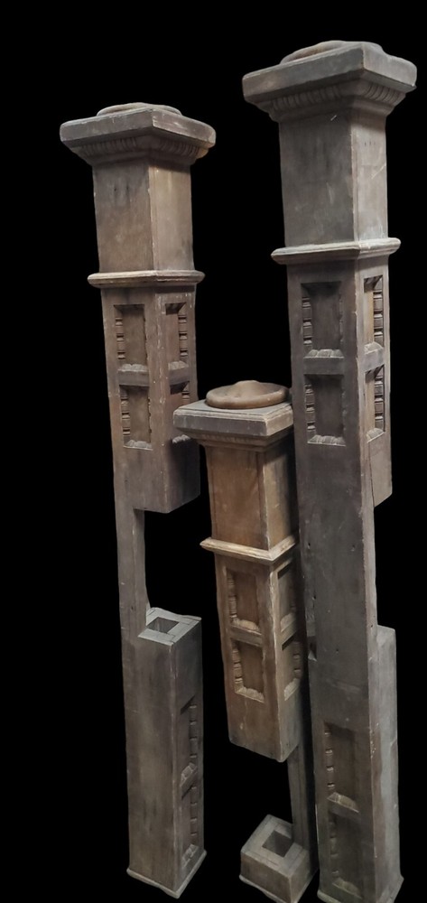 Set Of 3 Craftsman Style Through Floor Posts GAM0294