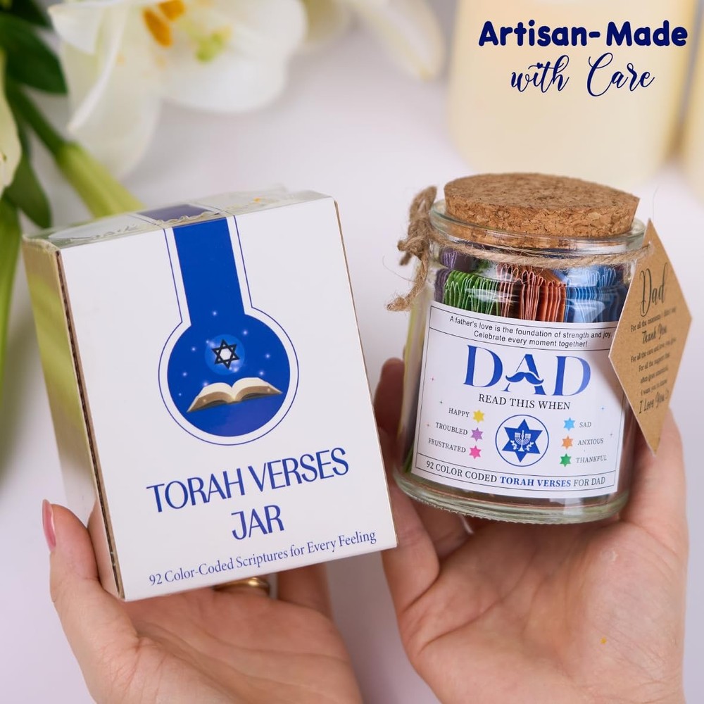 SOLMAMZ Torah Verses Jar for Dad – 92 Daily Scriptures Torad For