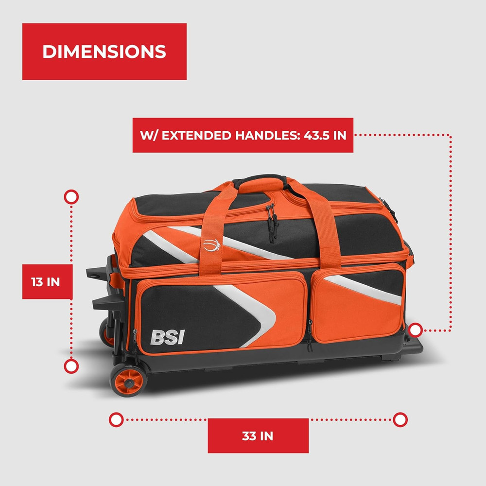 BSI Dash Roller Bowling Bag with Smooth Rolling Wheels, Padded Ball Compartment,