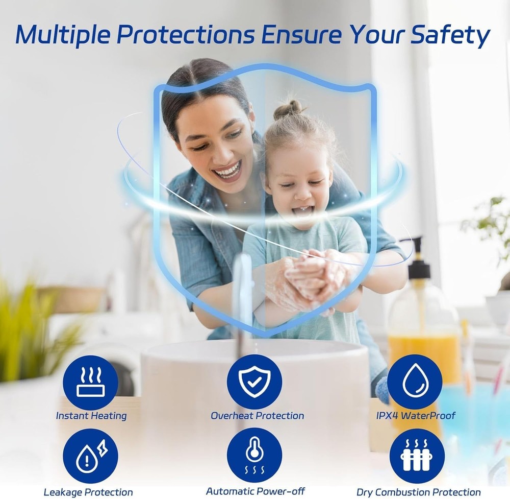 Tankless Water Heater Electric 110V, 3000W Instant Electric Water Heater, Und...