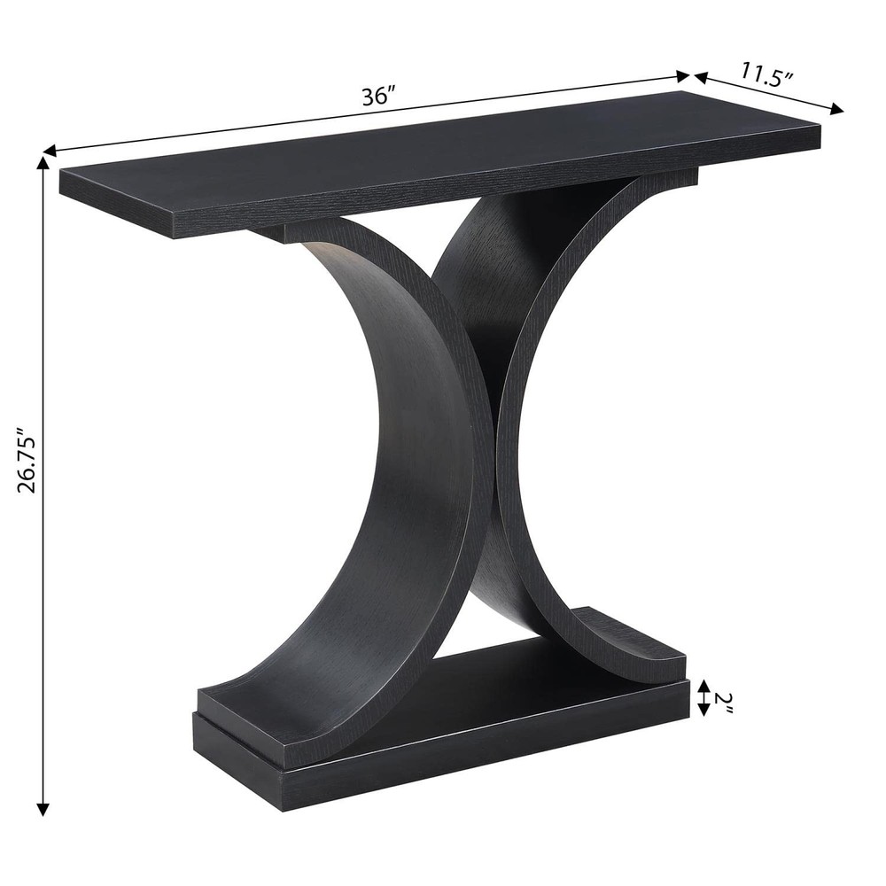 Pemberly Row Modern Console Table in Black Wood Finish