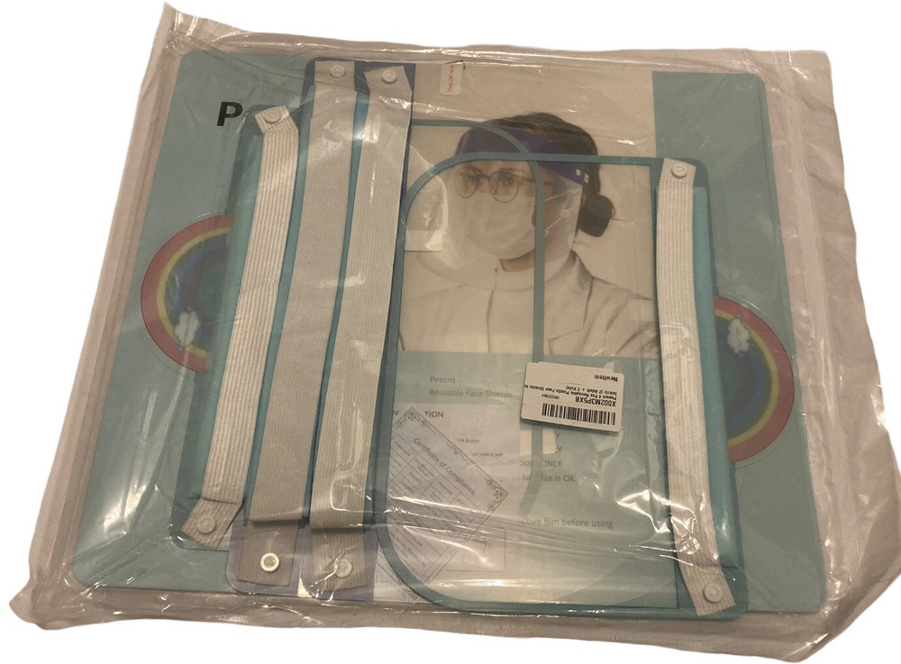 Peesnt 4 Piece Reusable Plastic Face Shields New 4 Pack