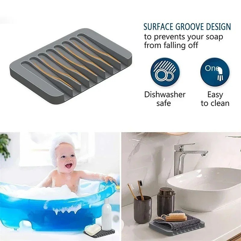 Self‑Draining Silicone Soap Dish (1 Pc)