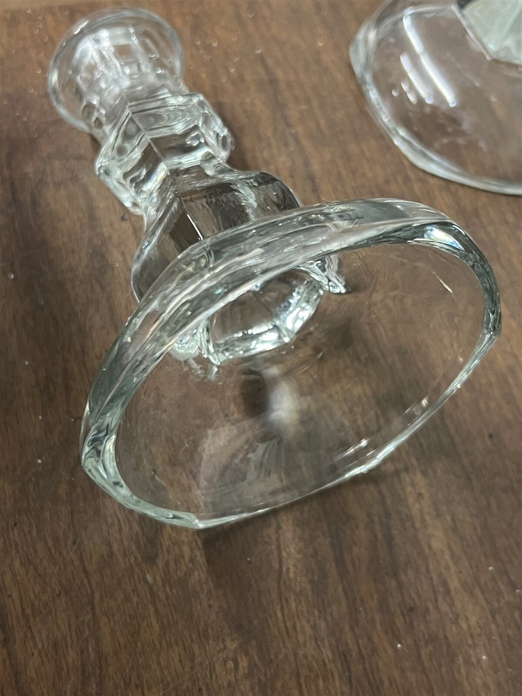Lovely Pair 5-1/2" Glass Candleholders Unmarked