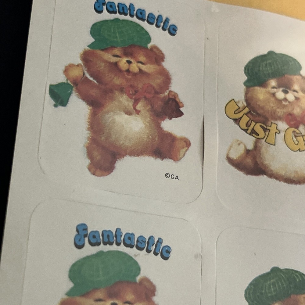 Vintage 80’s Eureka PERSONALITY BEAR Sticker Sheets grading seals) - Rare