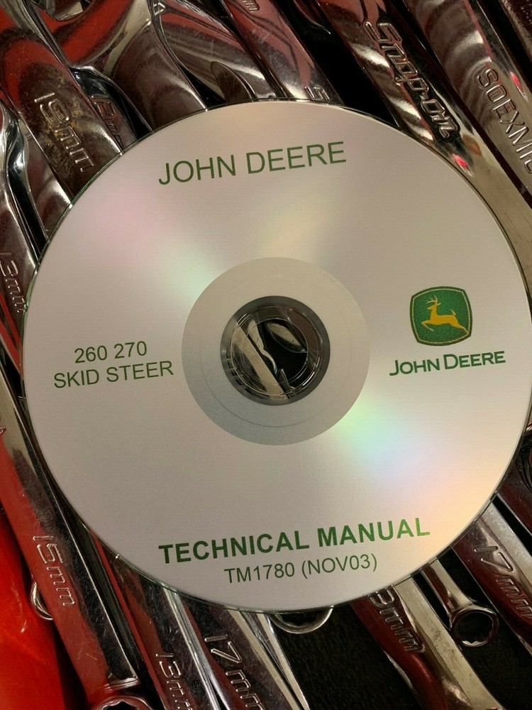 John Deere Technical Manual 260, 270 Skid Steer Loader TM1780 on CD
