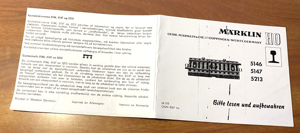 MÄRKLIN manual reference 5146 - 5147 - 5213