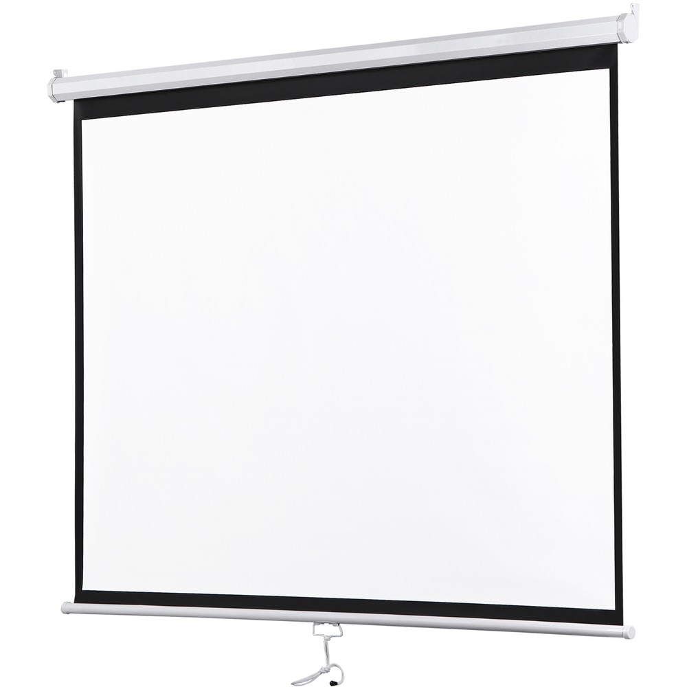 72" 4:3 HD Manual Pull Down Projector Screen Self-Locking for Home Theater White