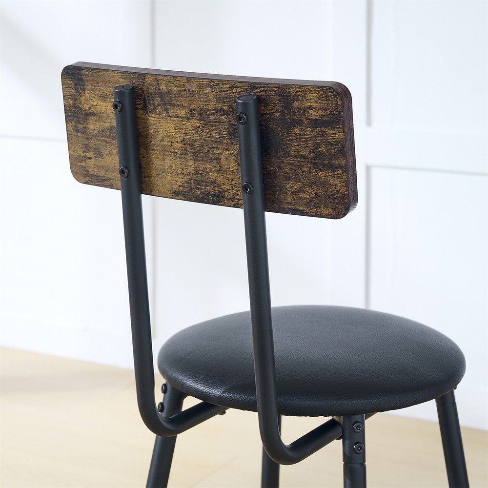 3 Piece Bar Table Set Counter Height Kitchen Table w/ 2 Upholstered Stools