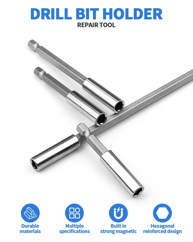 8 PCS Drill Bit Extension, 1/4" Hex Shank Magnetic Extension Bit...