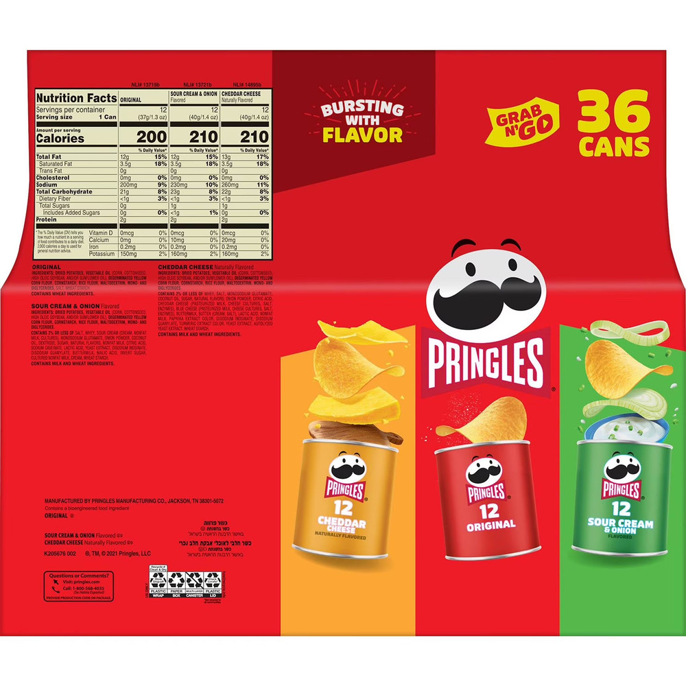 Pringles Grab-n-Go Variety Pack Chips, 36 pk.