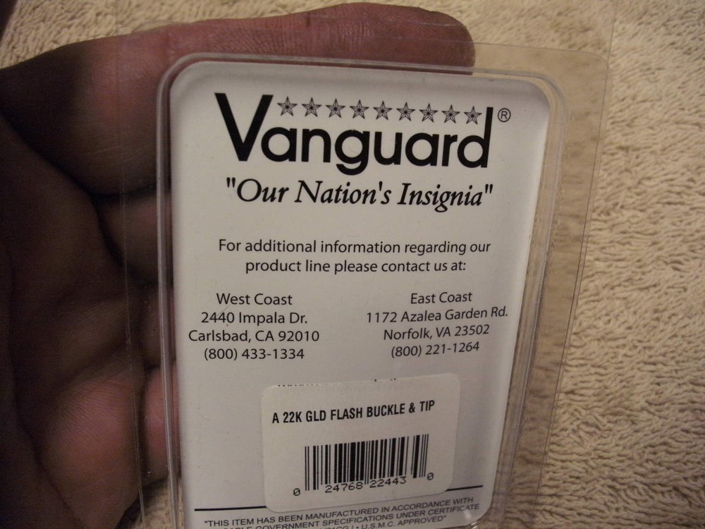 Vanguard Hard Corps Gold Flash Belt Tab, New in Package