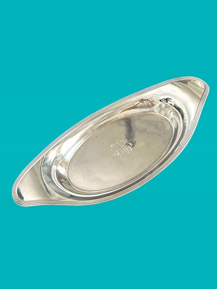 Exquisite c1910s Tiffany & Co Sterling Silver Oval Bread Dish Serving Tray Mono