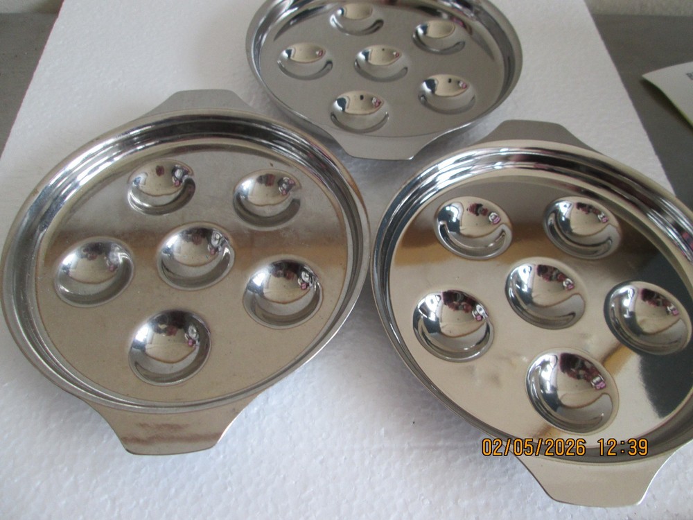 3 - 6" Chromed Escargot Serving Trays