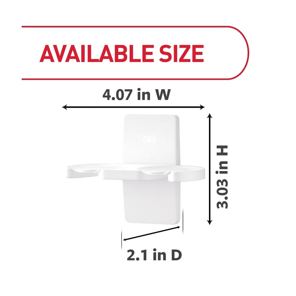 Bath Toothbrush Holder White Plastic 1 Holder 2 Medium Strips Hold 2 lbs