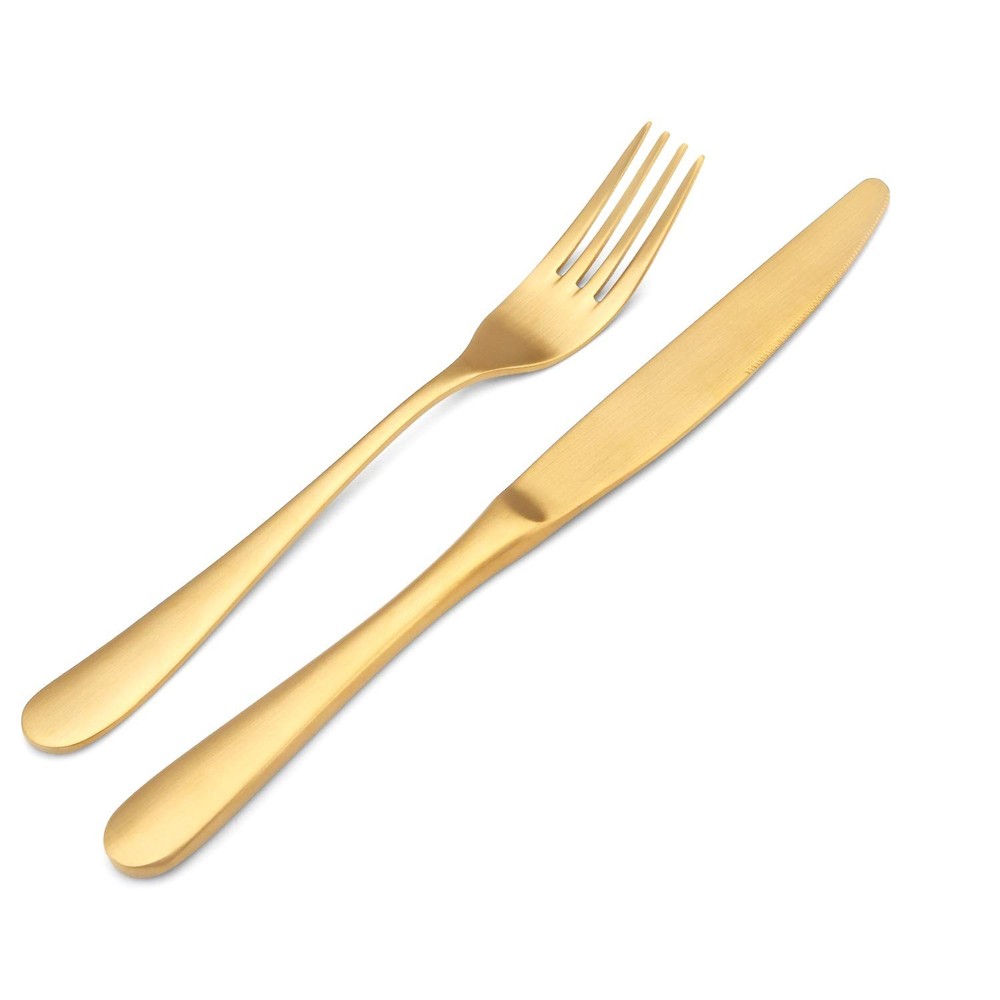 Matte Gold Silverware Set, Bysta 20-Piece Stainless Steel Flatware Set, Kitchen