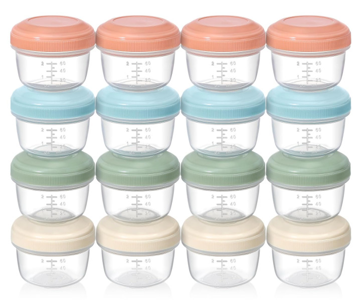 [16 Pack] 4 Oz Small Containers with Lids Reusable Plastic Containers for Snack