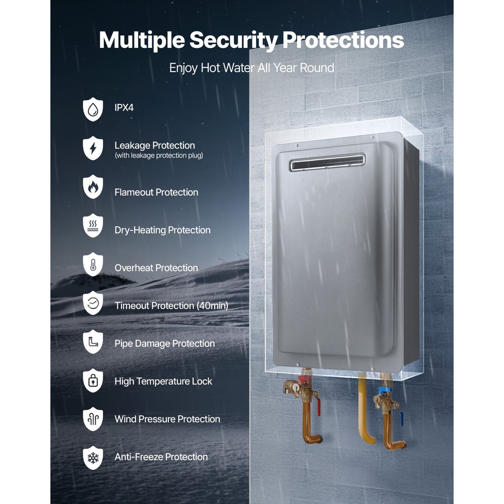 Uimoso Gas Tankless Water Heater 8Gal 191000 BTU Smart Temp Control