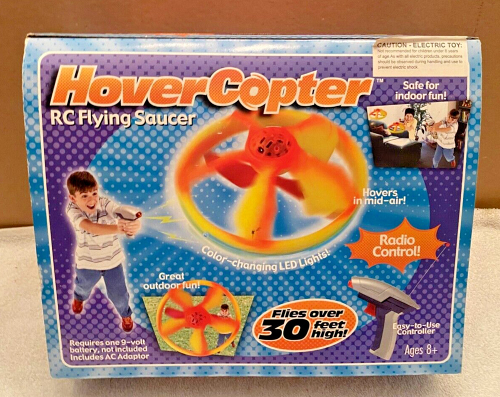 Hover Copter RC Flying Saucer, 49 MHz, Lights, Controller, NEW