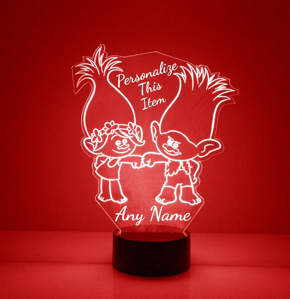 Trolls, Personalized FREE, LED Night Light Lamp + Remote