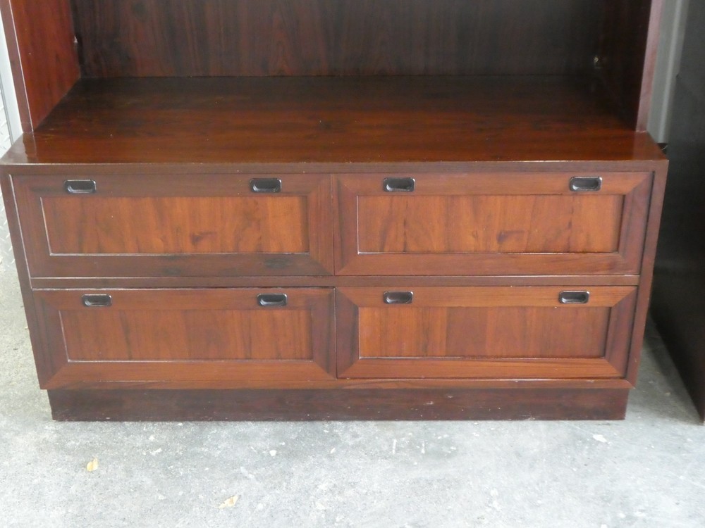 2 IMPOSING DANISH MODERN ROSEWOOD BOOKCASES WITH INTERNAL LIGHTING