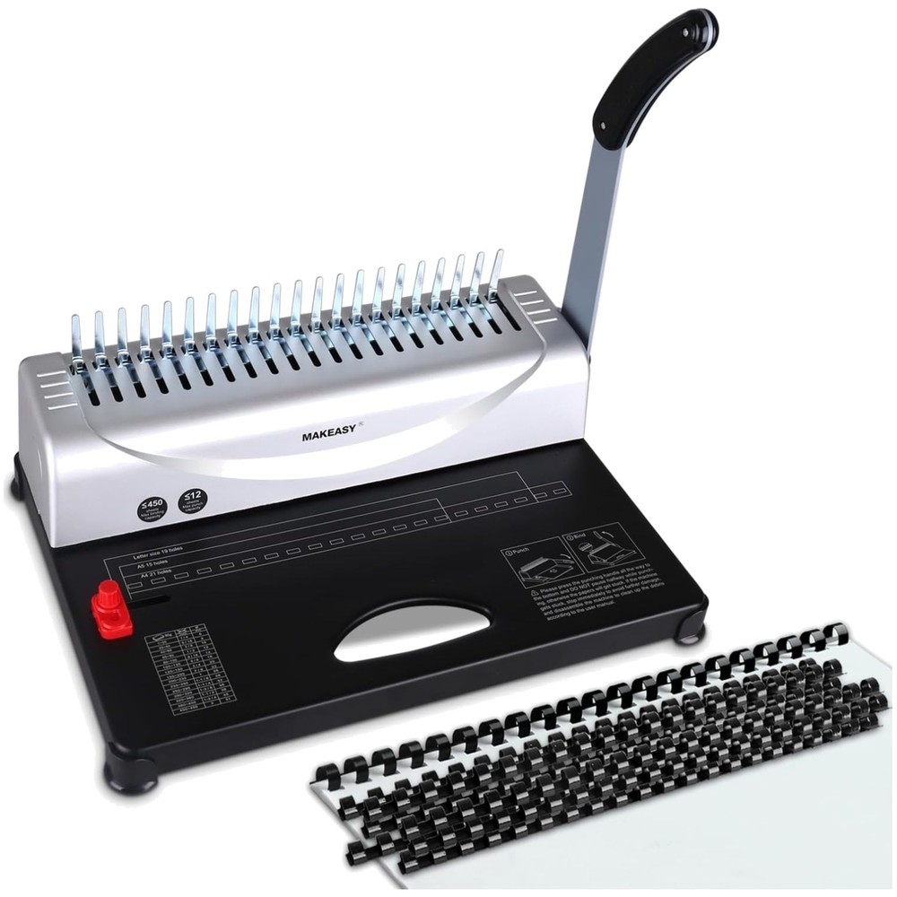 Metal Comb Binding Machine with Includes Comb Spines for A4, A5, Letter Papers