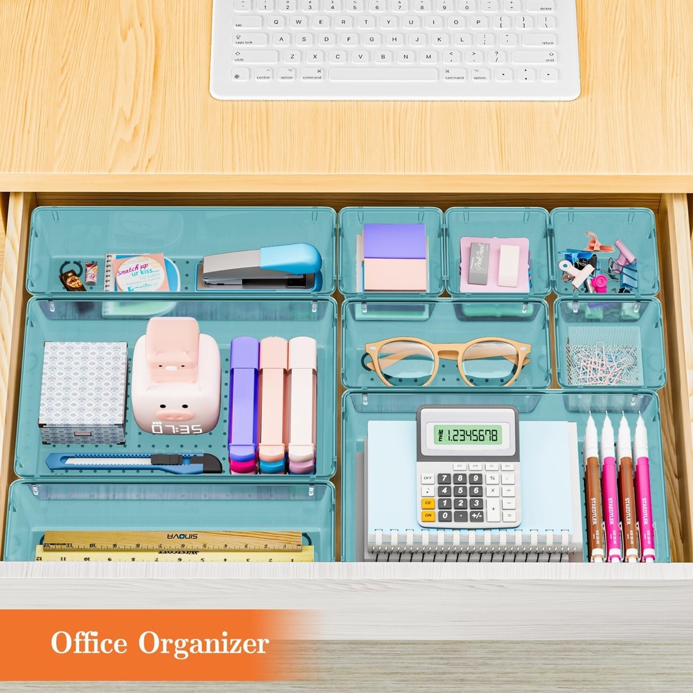 SpaceHacks 25 PCS Plastic Drawer Organizer Set, 4-Size Versatile Organizer T...
