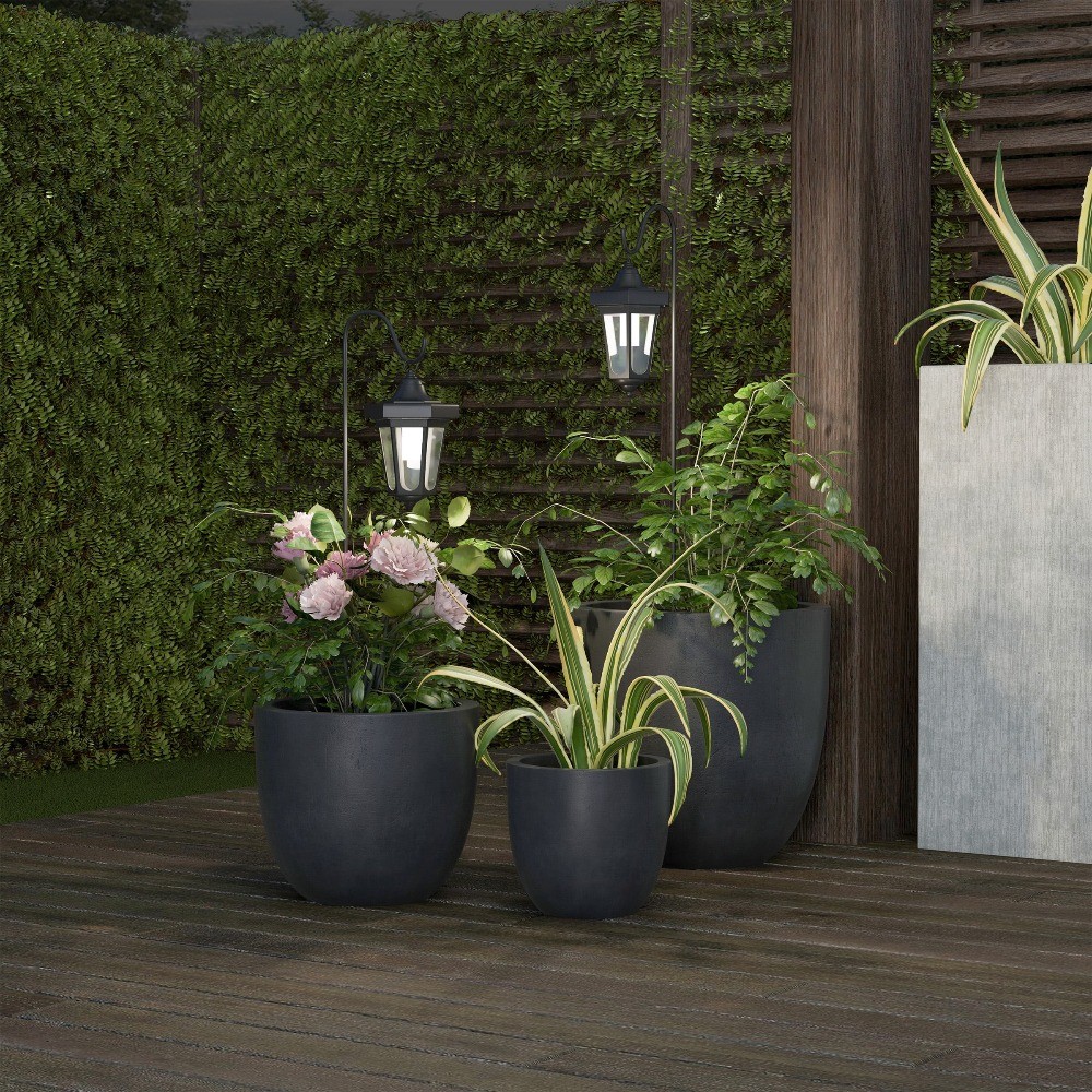 Set of 2 Waterproof LED Solar Lanterns with Shepherd Hooks