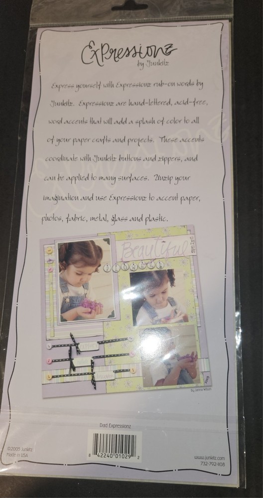 JUNKITZ EXPRESSIONS RUB-ONS Dad Expressionz 12" x 5" sheet
