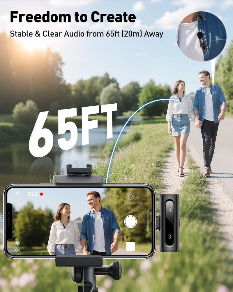 USB C Lavalier Microphone Wireless Mini Mic for Type-C Android Phone/Tablet