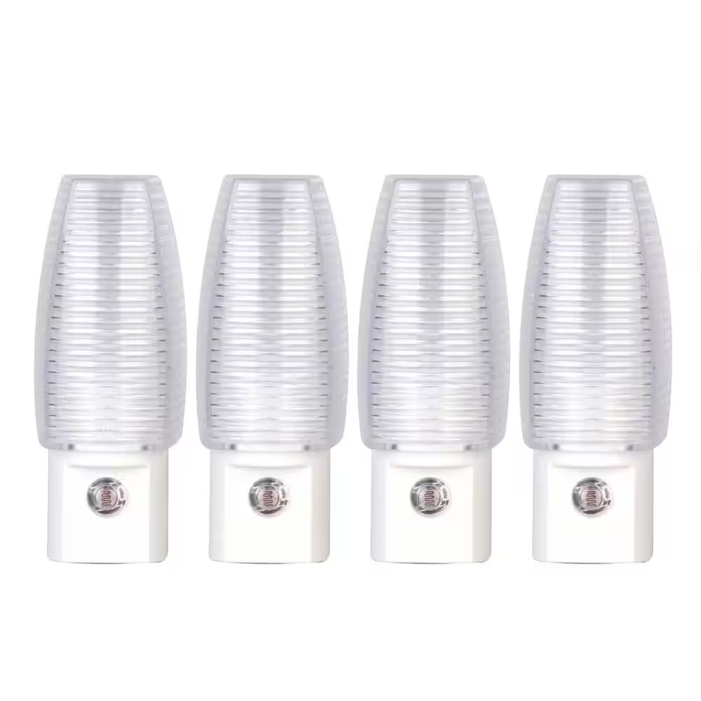 New 4 Pack White Automatic Sensor LED Night Lights - Standard USA PLUG