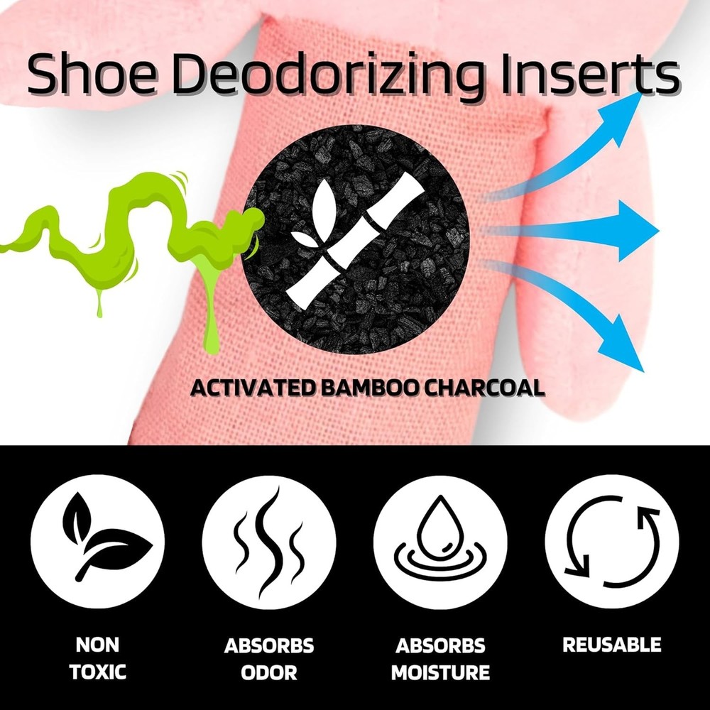 Shoe Deodorizing Bamboo Charcoal Inserts - Unscented & Chemical-Free, All Sizes