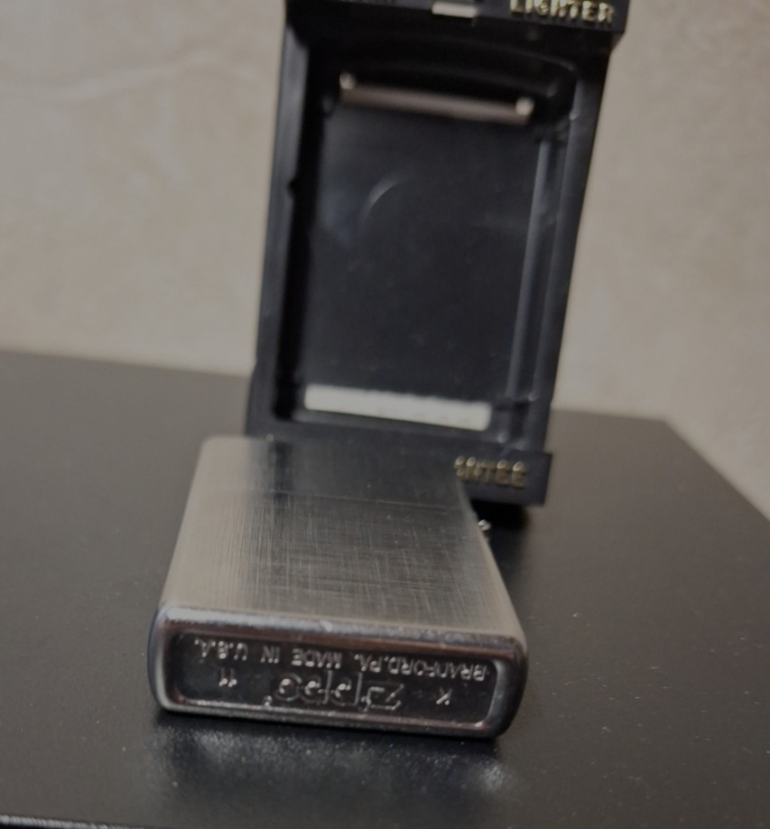 Zippo Lighter Platinum Silver Satin Double Sided Processing Regular case