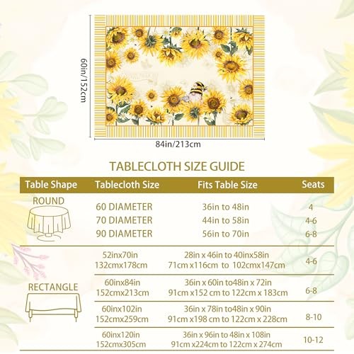 Spring Tablecloth 60x84 Inch Rectangle 60" x 84" (Rectangular) Sunflower