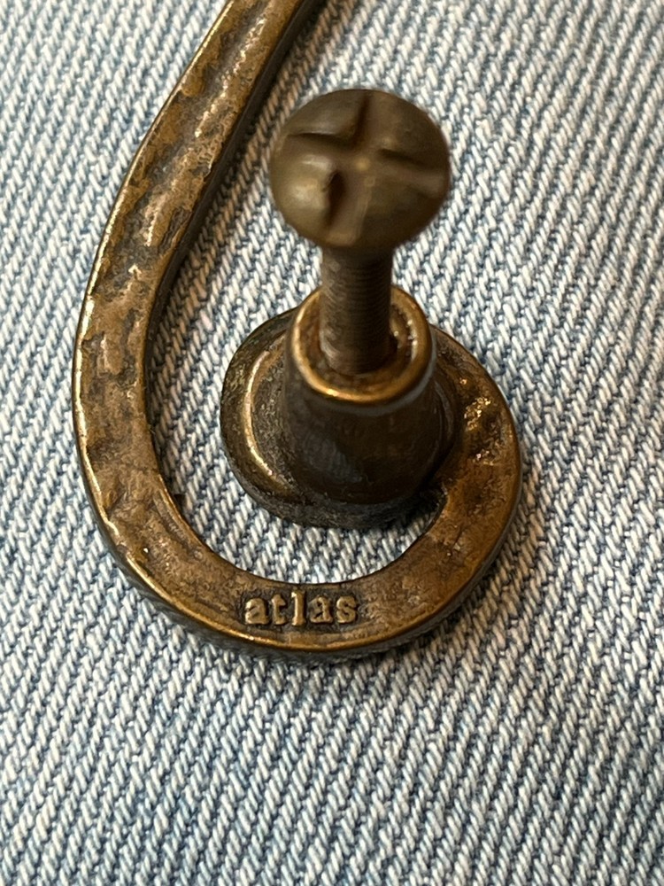 2 ATLAS Vintage Bronze Drawer Pulls | Scroll Design Rustic Spanish Revival