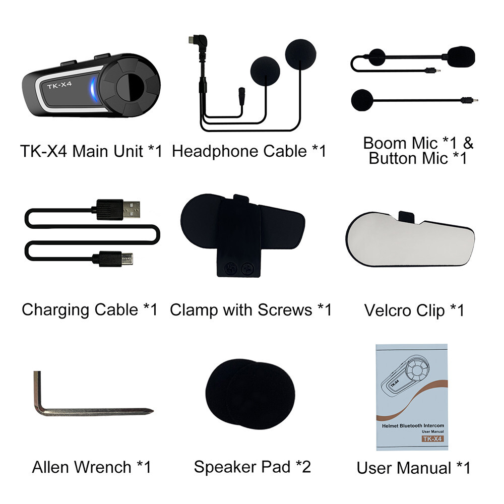 2000M 6 People Motorcycle Helmet bluetooth Headset Intercom Hands-Free Kit