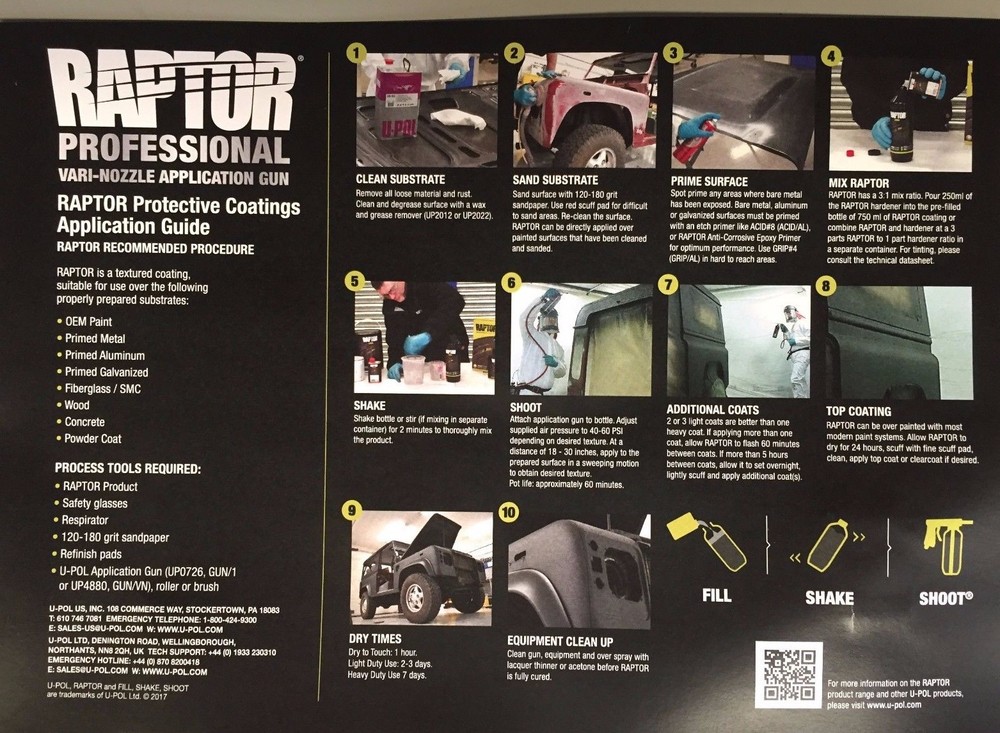 Upol Raptor Bedliner Vari-Nozzle Spray Gun Variable Schultz application Gun