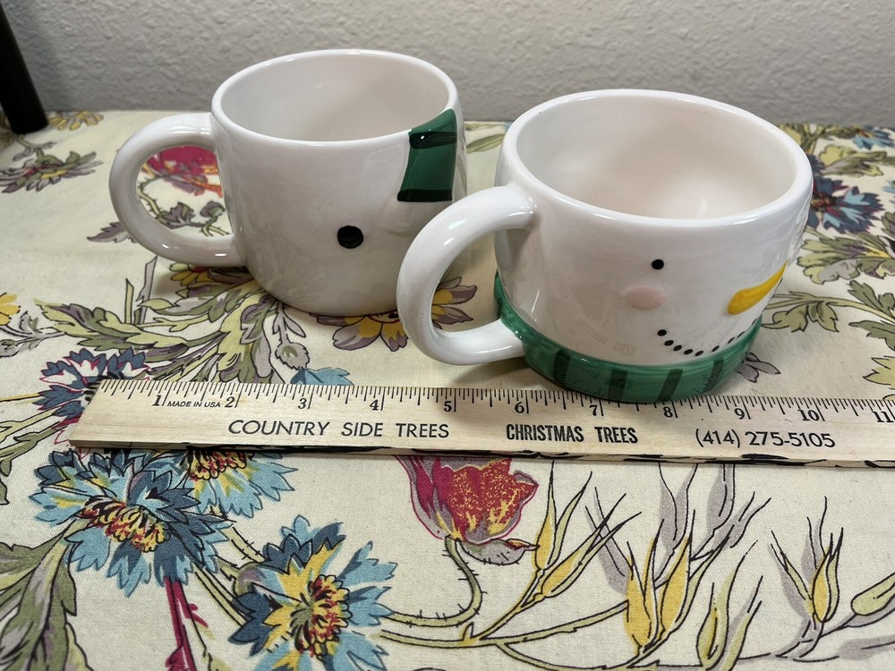 snowman stackable mugs 2 pcs set winter