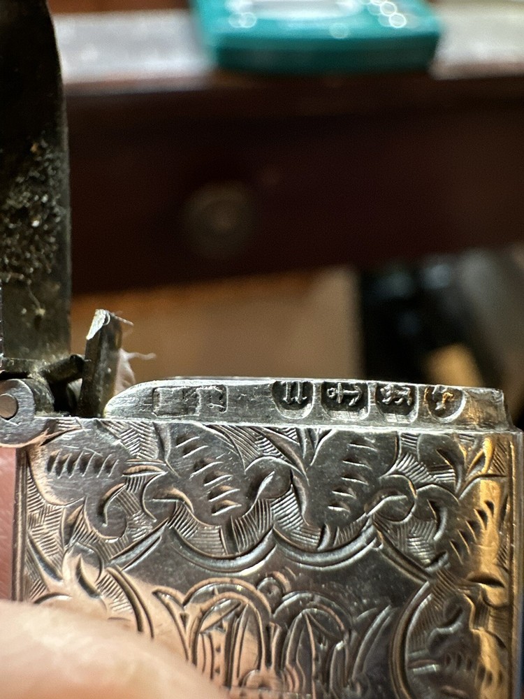 Antique Victorian Vesta Case Silver Engraved Scroll Hallmarked Birmingham 1887