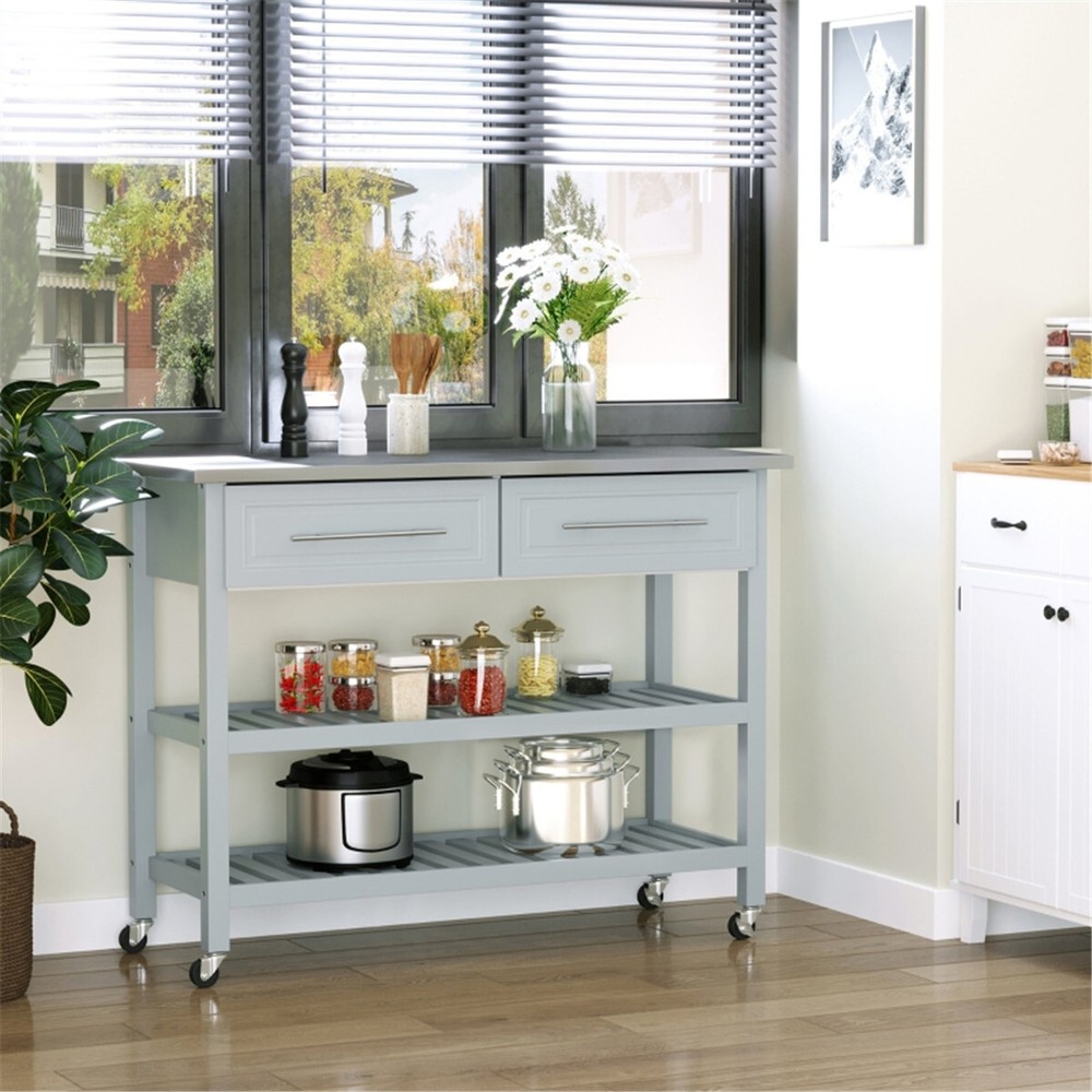 Kitchen Sideboard Storage Cabinet Coffee Bar Cabinet Gray