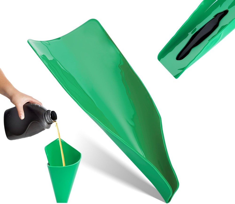 Reusable Flexible Oil Drain Funnel Form a Foldable Bendable Flex Green