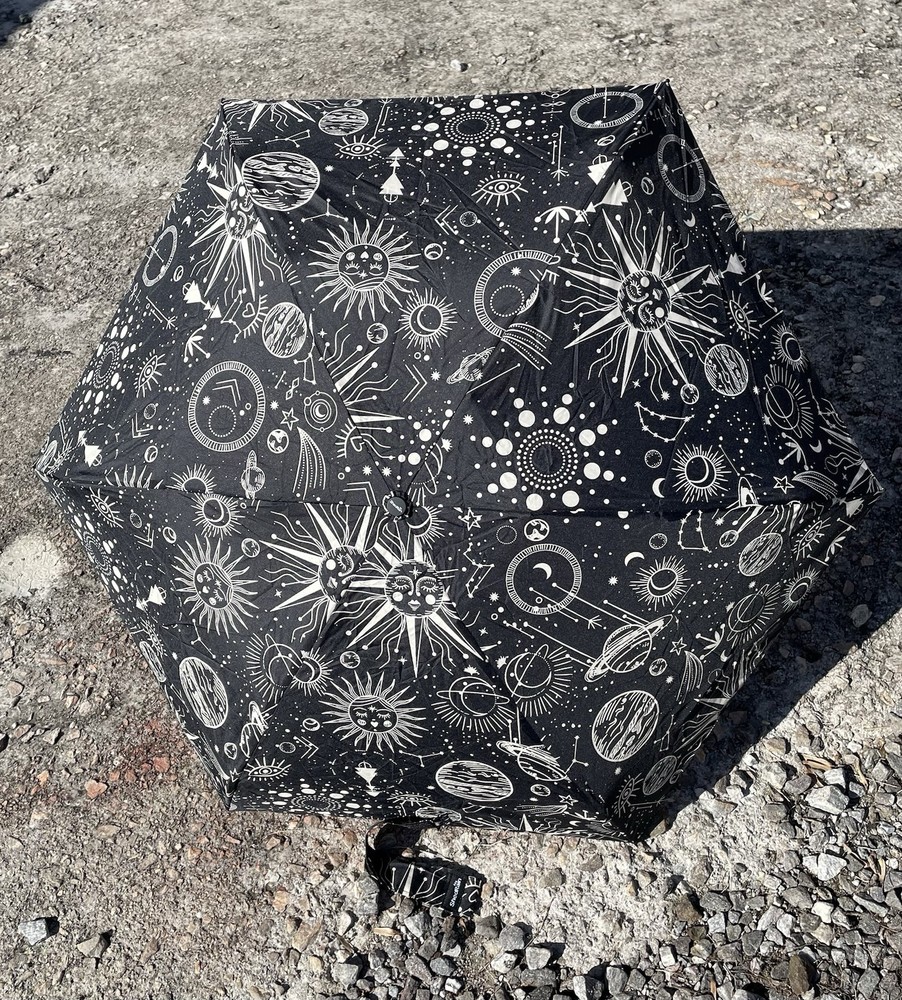 Shed Rain Umbrella Black Sun And Moon Pattern