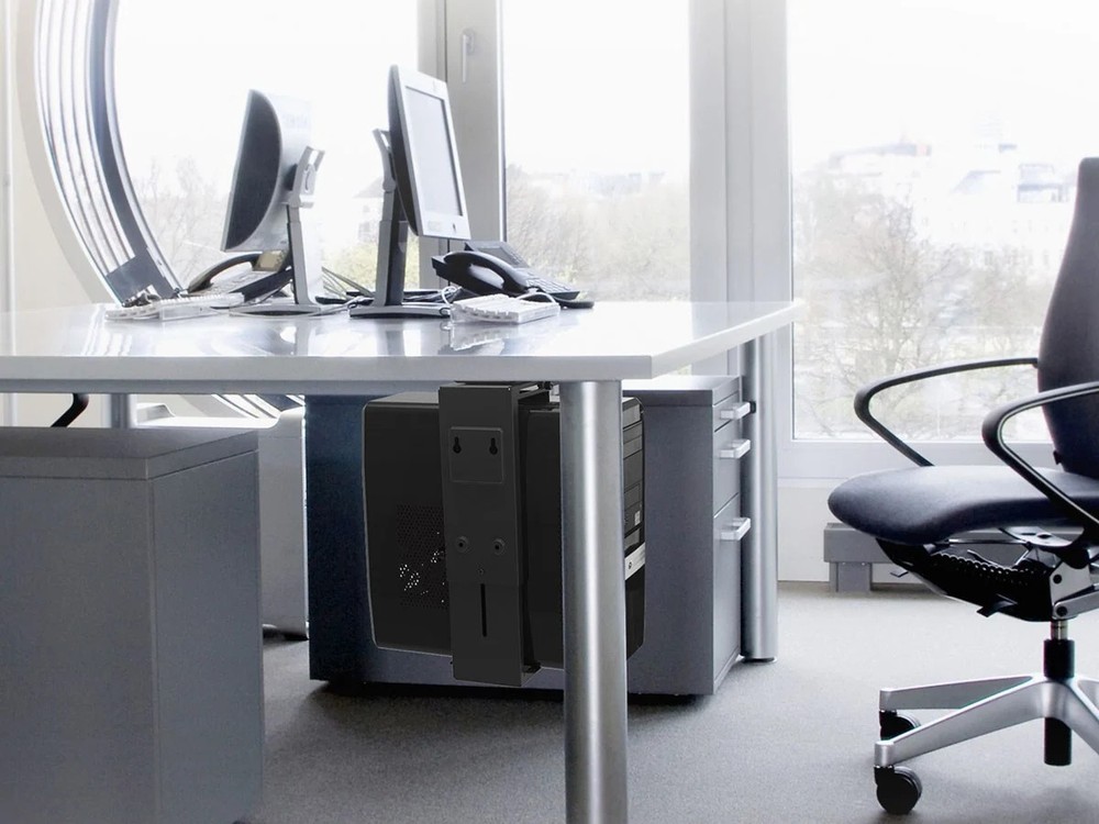 Monoprice Computer Case CPU Tower Holder, Adjustable Under Desk Mount, Rotating