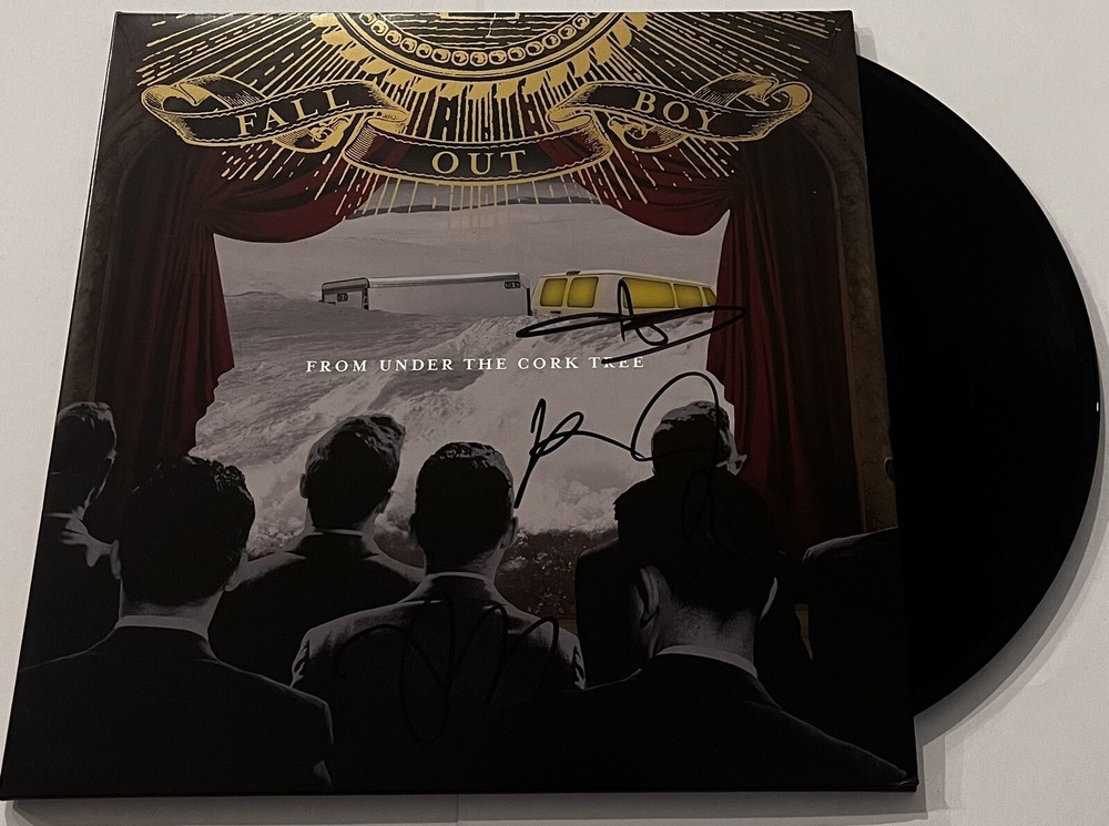 FALL OUT BOY BAND SIGNED FROM UNDER THE CORK TREE LP VINYL RECORD PATRICK +3 JSA