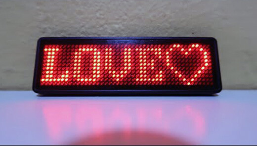 RED LED Digital Scrolling Message Name Tag Badge Bluetooth/PC Programmable NEW!