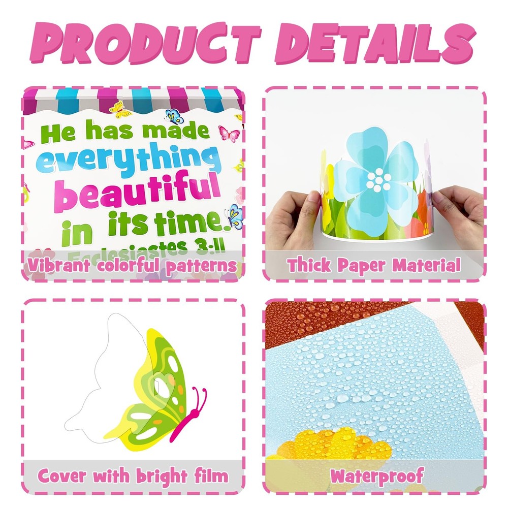 Spring Religious Bulletin Board Decoration Set, Spring Flower Classroom Decor...