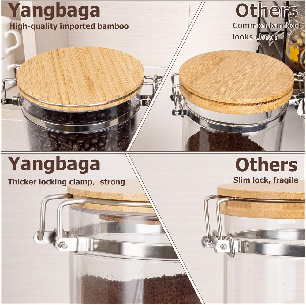 Coffee Container Ground Coffee,2×58OZ Storage Containers W/ Shelf &